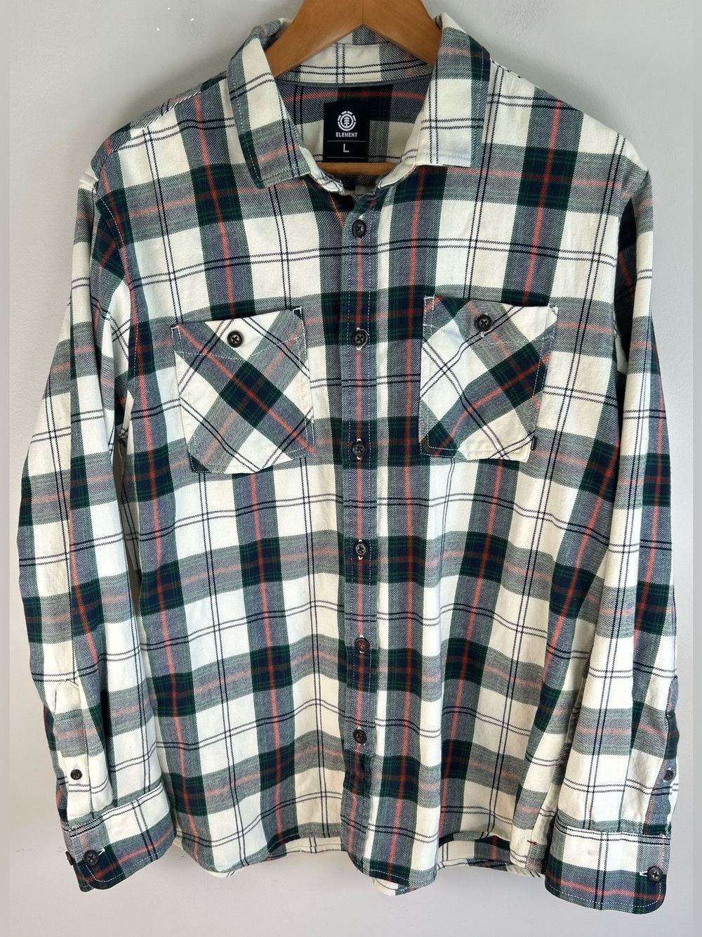 Element Men’s Button Down Shirt Size L Plaid Flannel Long Sleeve Y2K Vintage EUC